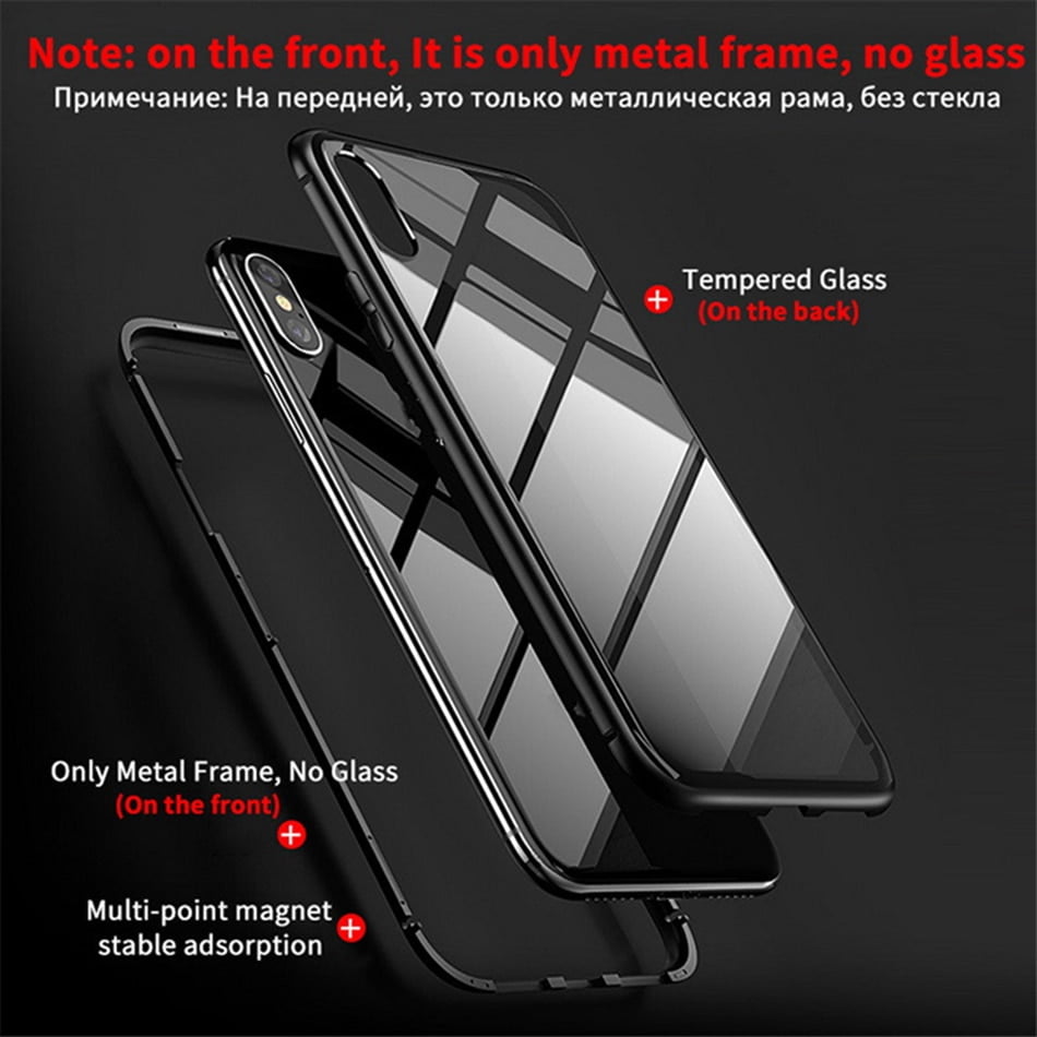 iPhone Magnetic Case Magnetic Adsorption Metal Case For iPhone SE 2020 11 Pro Max Tempered Glass Back Case For iPhone XS Max XR X 8 7 6S 6 Plus Cover