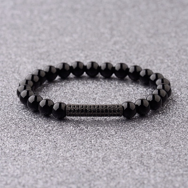 OIQUEI 2021Charms White Black Lava Natural Stone Diffuser Bracelets For Women Men Micro Pave CZ Copper Balls Beaded Bracelet